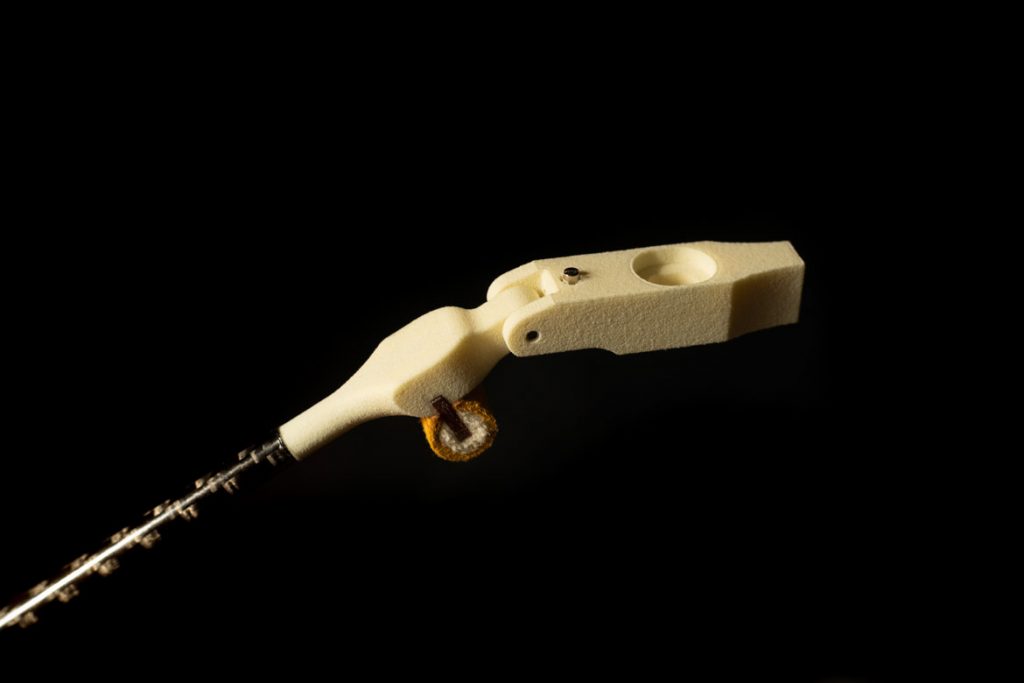 Close-up of a 3D printed piano hammer made with iglide materials