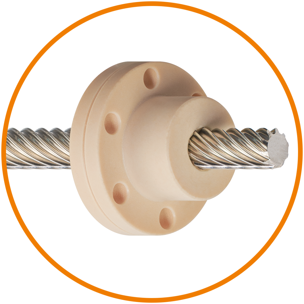 A lead screw with attached lead screw nut